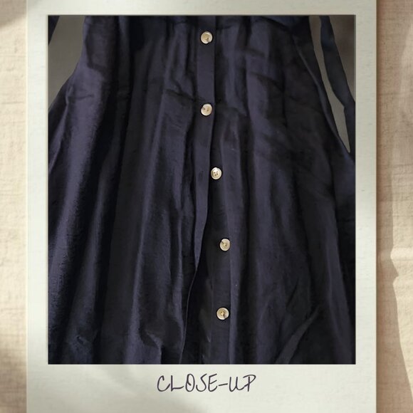 Nine West Button Front Black Midi Dress XXL Belted - Picture 5 of 6